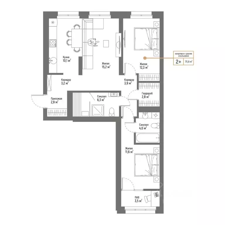 3-к кв. Башкортостан, Стерлитамак Интернациональная ул., 61 (75.3 м) - Фото 1
