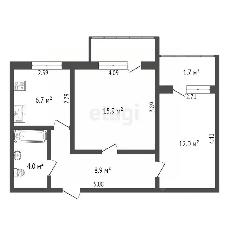 2-к кв. Крым, Евпатория ул. Чапаева, 55 (47.5 м) - Фото 2