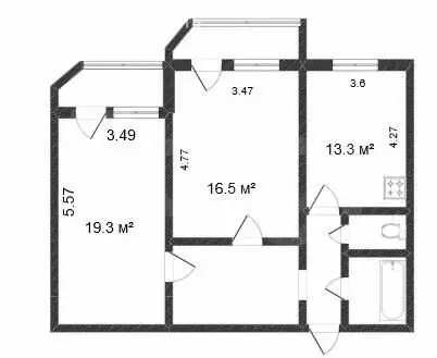 2-комнатная квартира: Тюмень, 6-й микрорайон, проезд 9 Мая, 7к1 (66 м) - Фото 1
