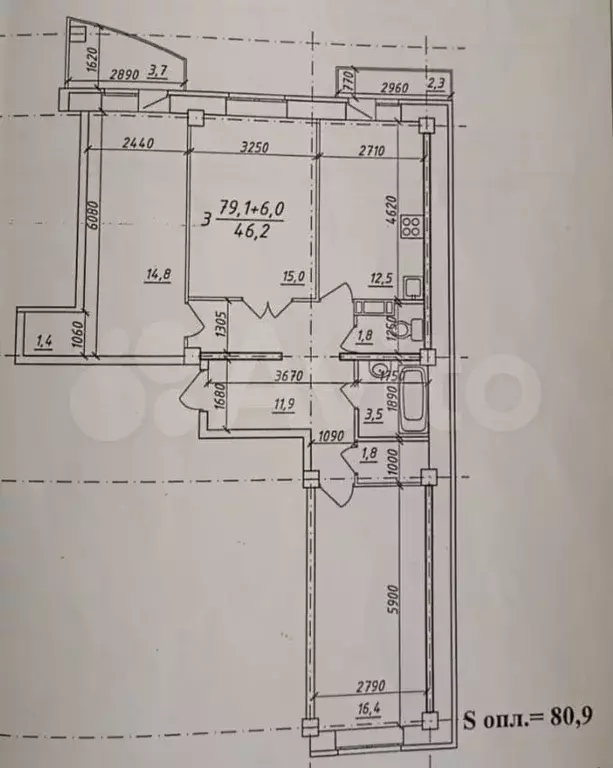 3-к. квартира, 80 м, 4/12 эт. - Фото 0