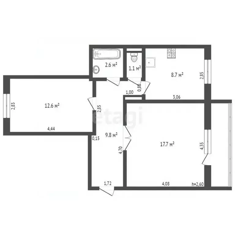 2-к кв. Кемеровская область, Полысаево г. Ленинск-Кузнецкий ... - Фото 2