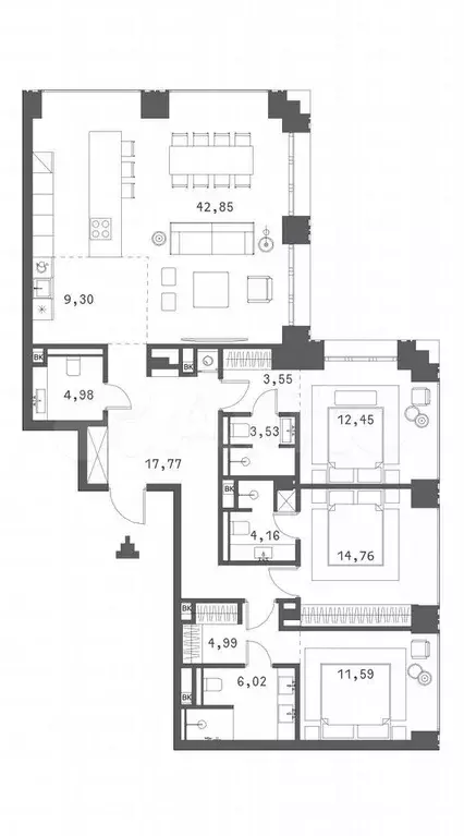 3-к. квартира, 135 м, 11/13 эт. - Фото 0