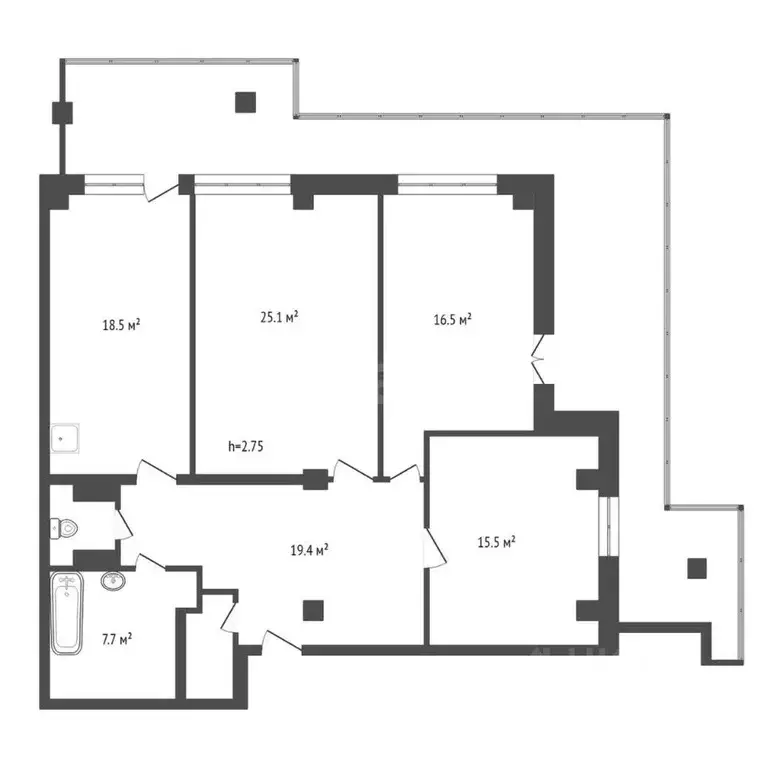 3-к кв. Красноярский край, Красноярск Комсомольский просп., 22/2 ... - Фото 2