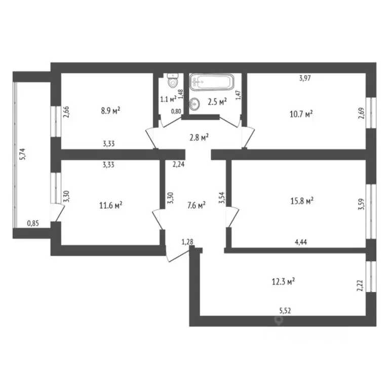4-к кв. Амурская область, Сковородино Красноармейская ул., 1 (72.7 м) - Фото 1