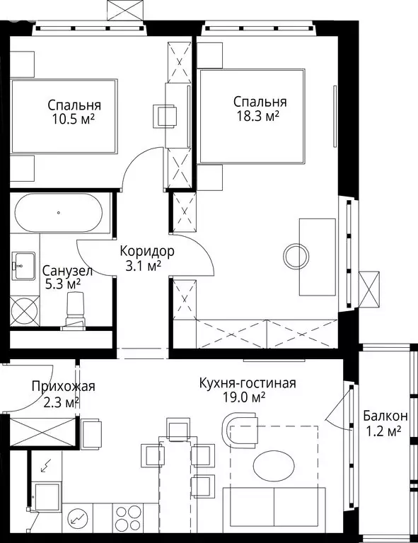 2-комнатная квартира: Сапроново, микрорайон Купелинка, квартал ... - Фото 1