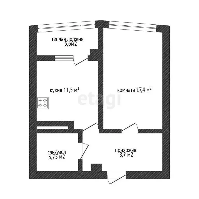 1-комнатная квартира: Белгород, Кирпичная улица, 65 (46.9 м) - Фото 1