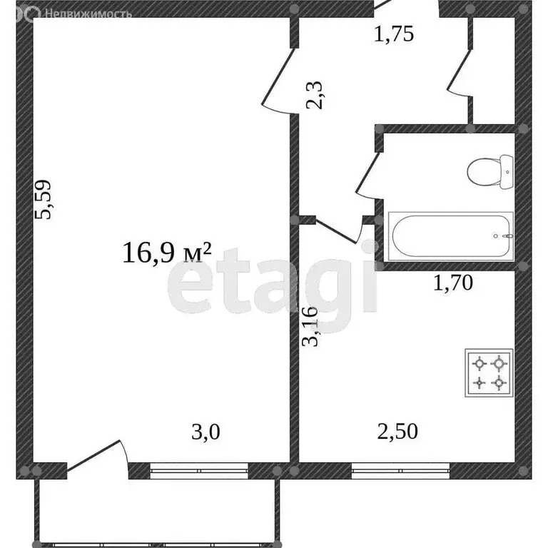 1-комнатная квартира: Нижний Тагил, улица Зари, 44А (30 м) - Фото 1