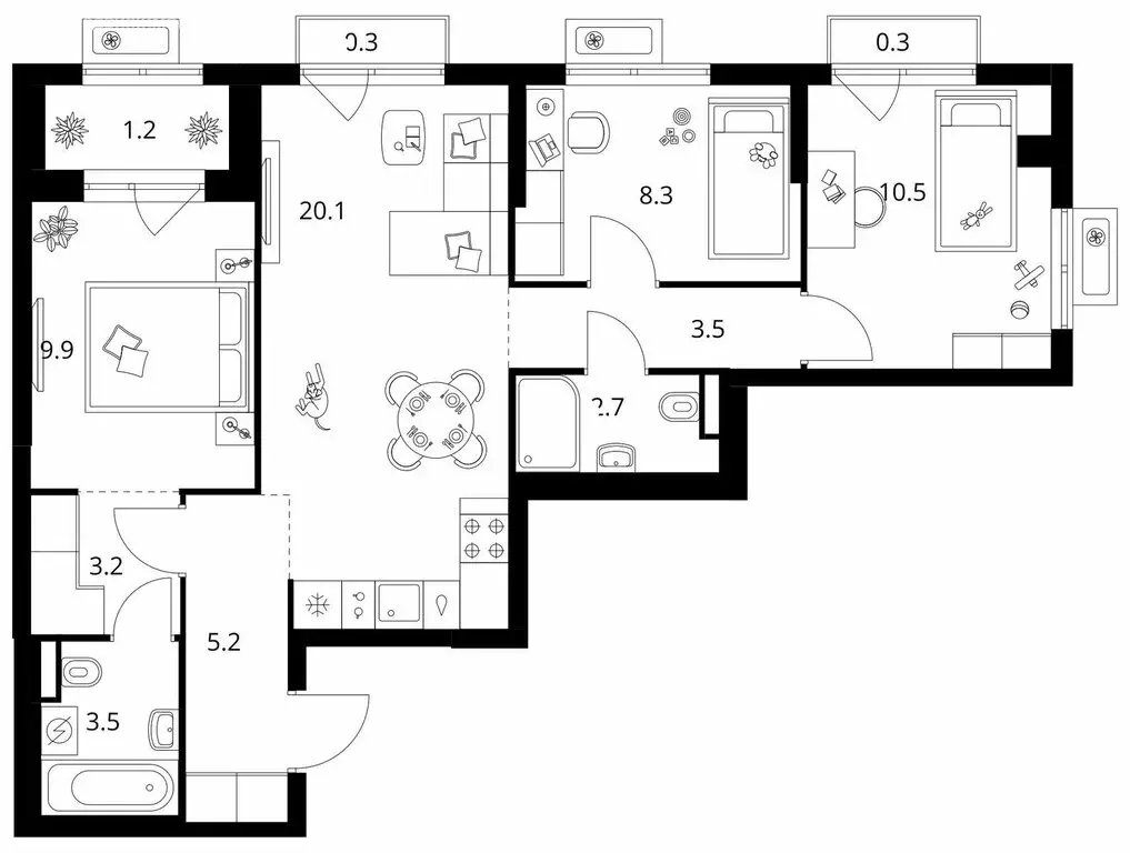 3-комнатная квартира: Мытищи, 16-й микрорайон (68.7 м) - Фото 1