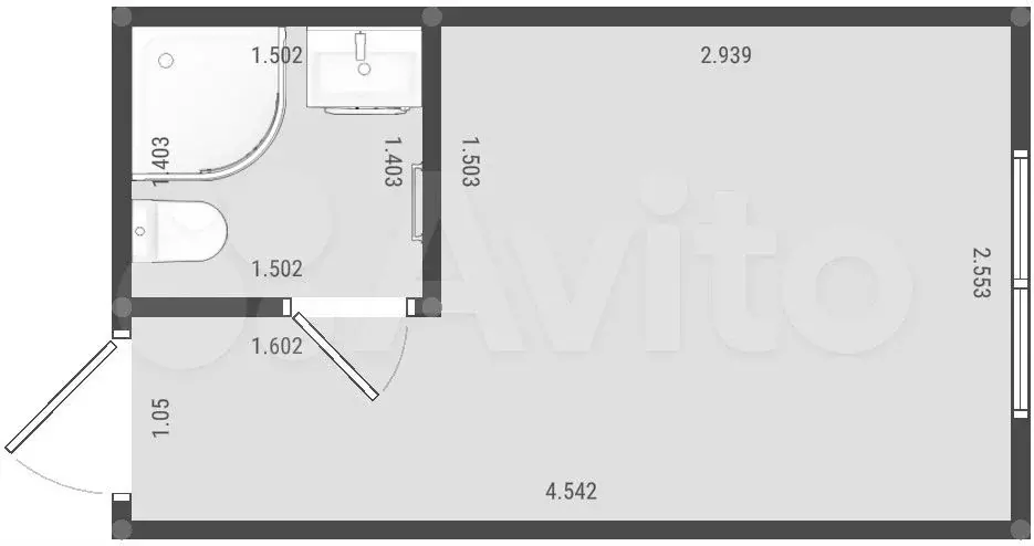 Квартира-студия, 11,8м, 1/9эт. - Фото 1