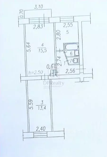 2-к кв. Кемеровская область, Новокузнецк ул. Орджоникидзе (43.0 м) - Фото 1