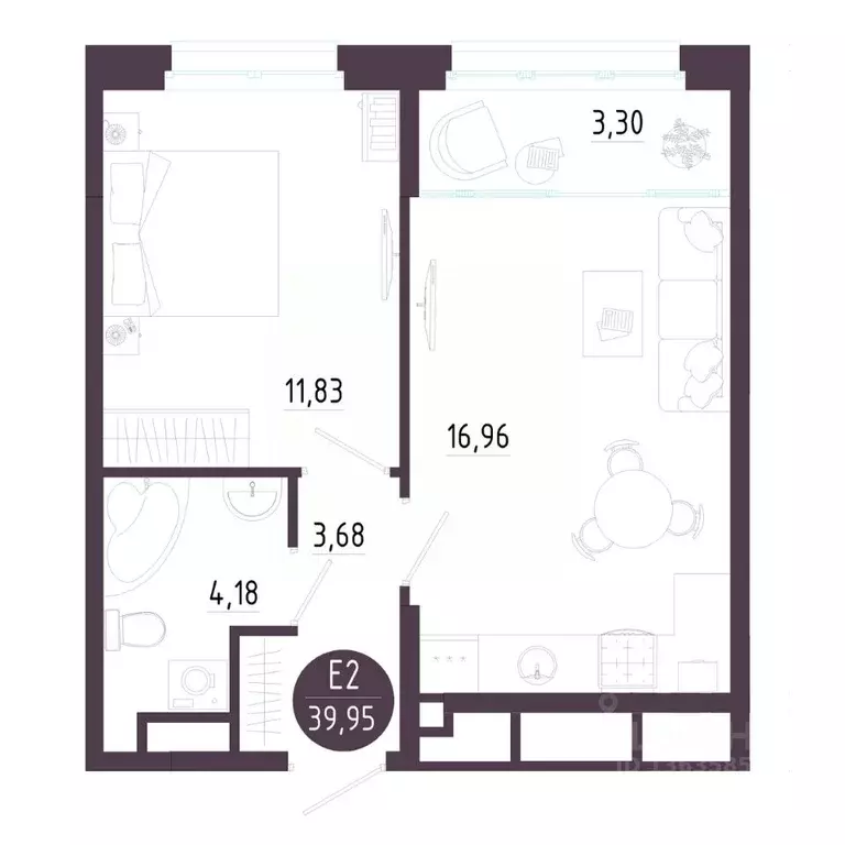 1-к кв. Тульская область, Тула ул. Пряничная, 6 (39.95 м) - Фото 0