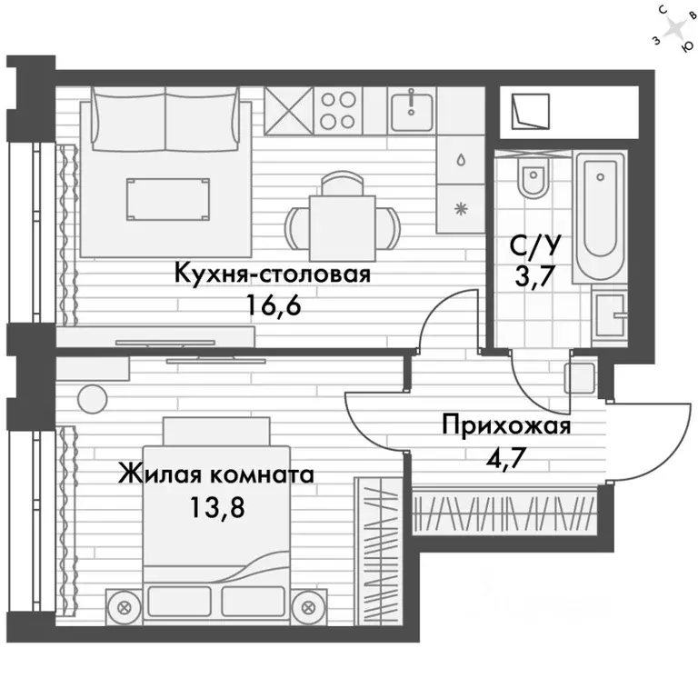 1-к кв. Приморский край, Владивосток ул. Крылова, 10 (38.8 м) - Фото 0