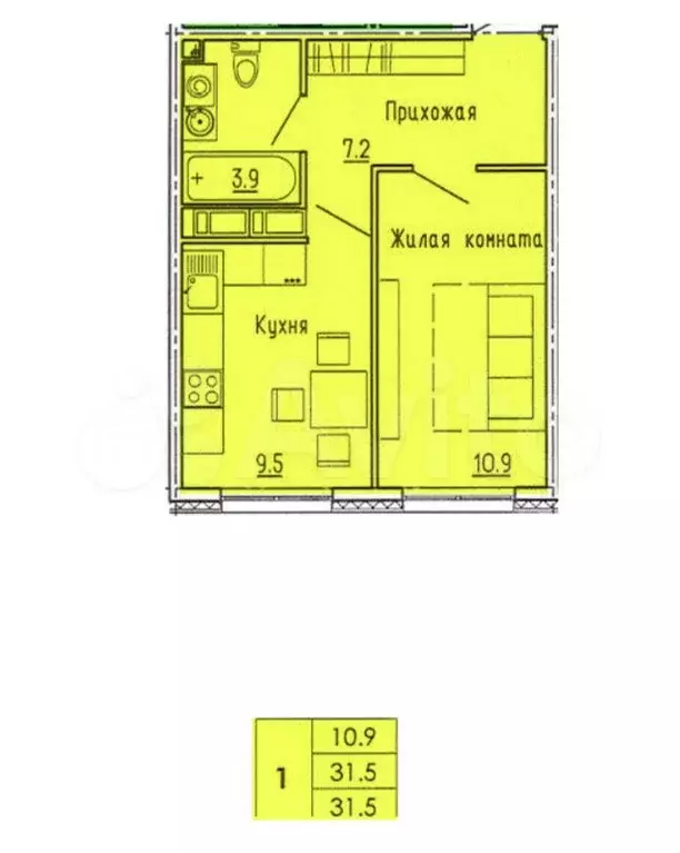 1-к. квартира, 31,5 м, 9/18 эт. - Фото 0