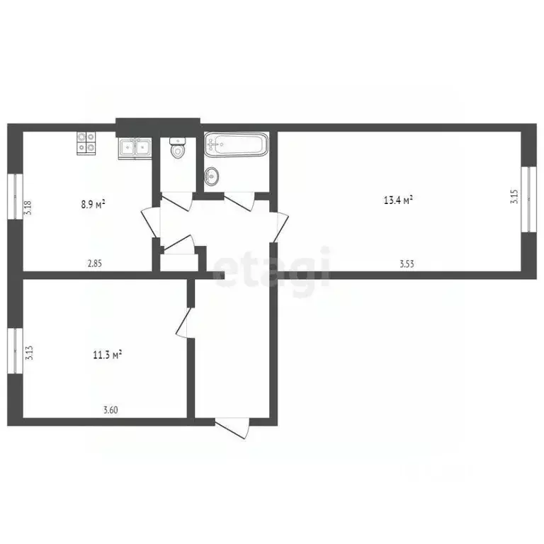 2-к кв. Ямало-Ненецкий АО, Ноябрьск просп. Мира, 52 (51.3 м) - Фото 2