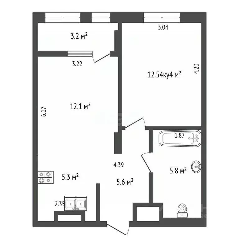 1-к кв. Челябинская область, Челябинск Витебская ул., 10 (42.2 м) - Фото 1