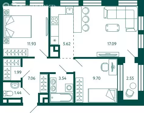 2-комнатная квартира: Уфа, улица Авроры, 16А (59.65 м) - Фото 0