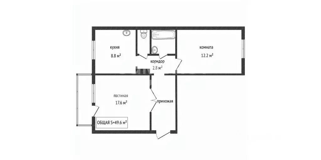 2-к кв. Кемеровская область, Ленинск-Кузнецкий ул. Розы Люксембург, 21 ... - Фото 1