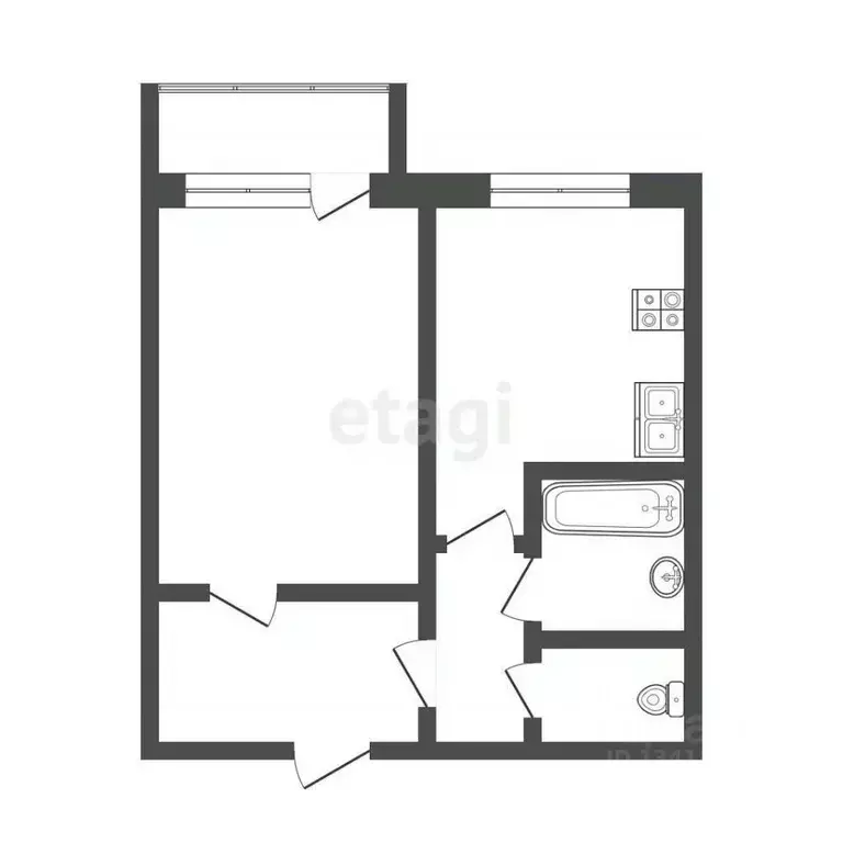 1-к кв. Белгородская область, Белгород ул. Королева, 18 (28.5 м) - Фото 2