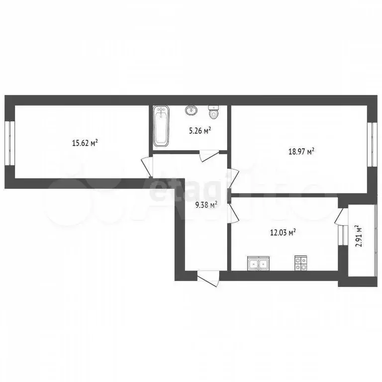 2-к. квартира, 65 м, 3/10 эт. - Фото 0