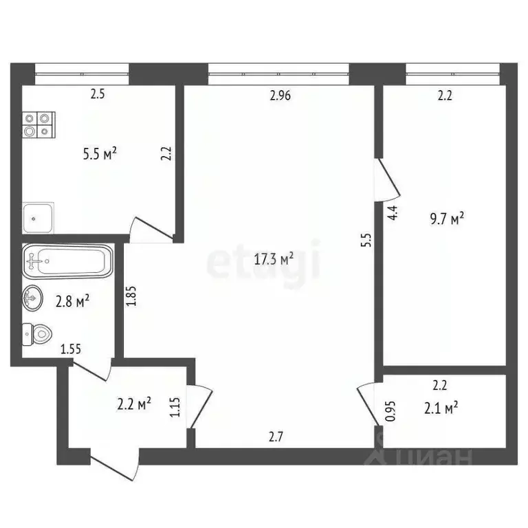 2-к кв. Мордовия, Саранск бул. Эрьзи, 12 (39.6 м) - Фото 1