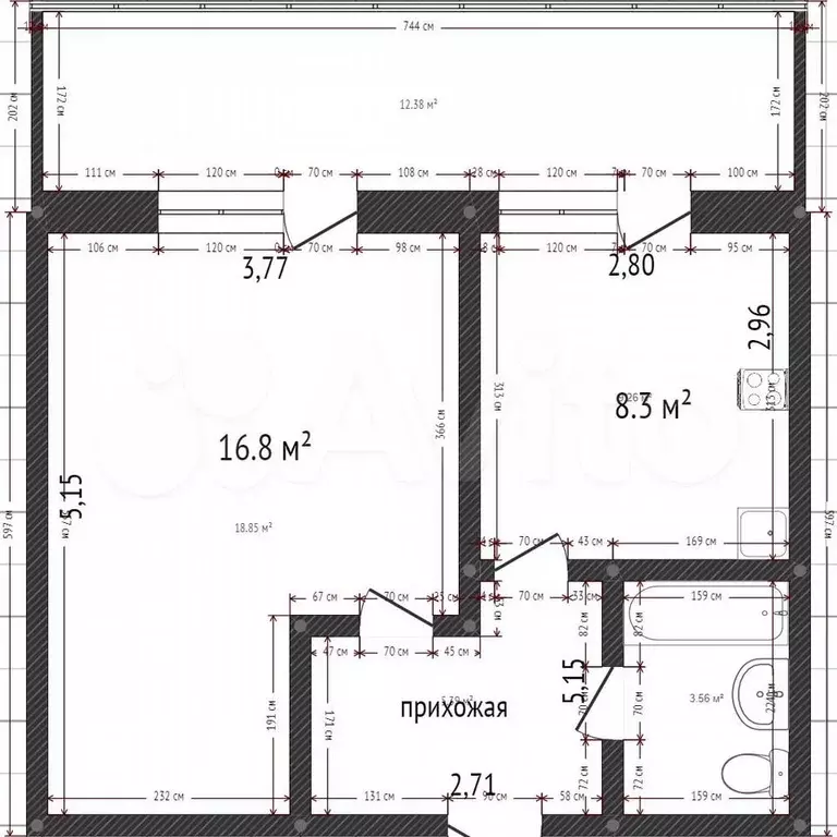 1-к. квартира, 32,5 м, 3/9 эт. - Фото 0