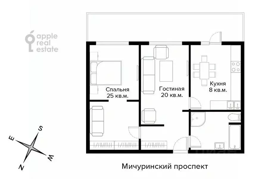 2-к кв. Москва Мичуринский просп., 7 (69.0 м) - Фото 2