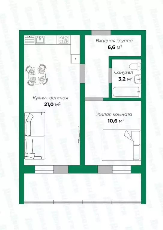 2-к кв. Кировская область, Киров Московская ул., 213 (46.2 м) - Фото 0