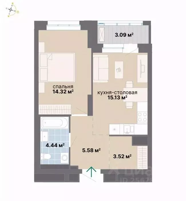 1-к кв. Свердловская область, Екатеринбург Южный жилрайон, Лайв жилой ... - Фото 1