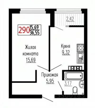 1-к кв. Свердловская область, Екатеринбург ул. Лыжников, 3 (36.4 м) - Фото 1