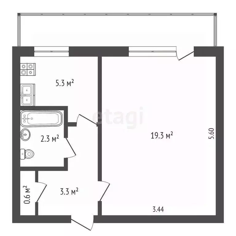 1-к кв. Севастополь ул. Маршала Геловани, 20 (32.6 м) - Фото 0