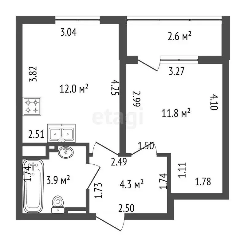 1-комнатная квартира: Санкт-Петербург, Октябрьская набережная, 120 (32 ... - Фото 1