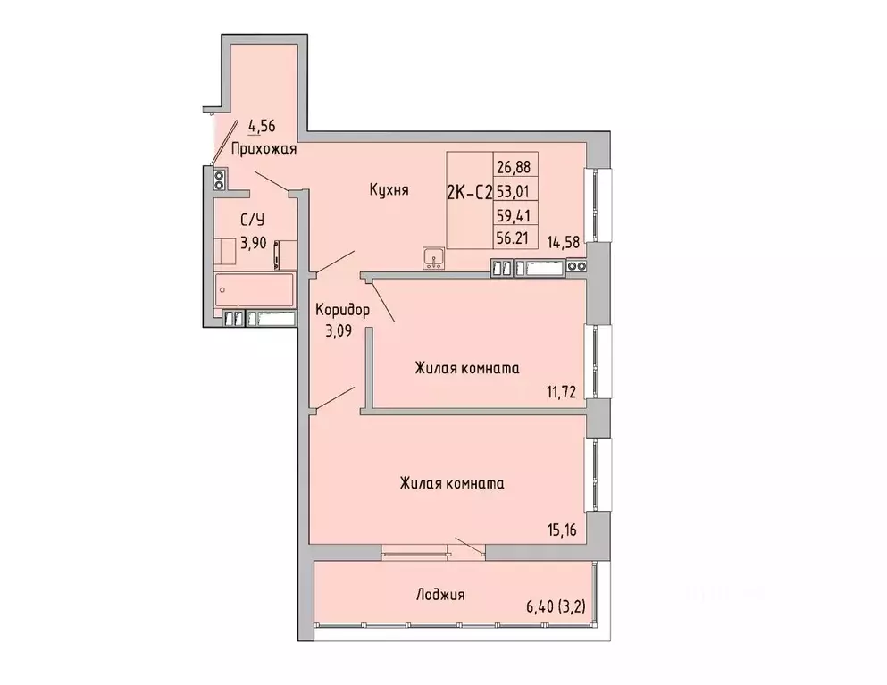 2-к кв. Ростовская область, Батайск ул. Луначарского, 180А (56.21 м) - Фото 0