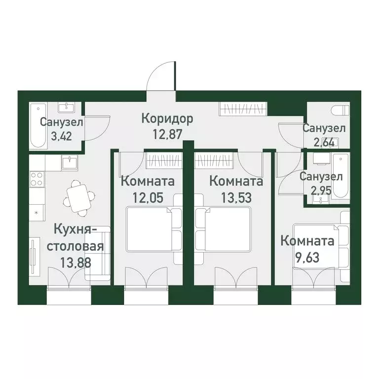 3-комнатная квартира: Екатеринбург, улица Амундсена, 165 (72 м) - Фото 1