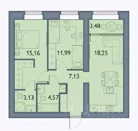 2-к кв. Брянская область, Брянский район, пос. Мичуринский, ... - Фото 1