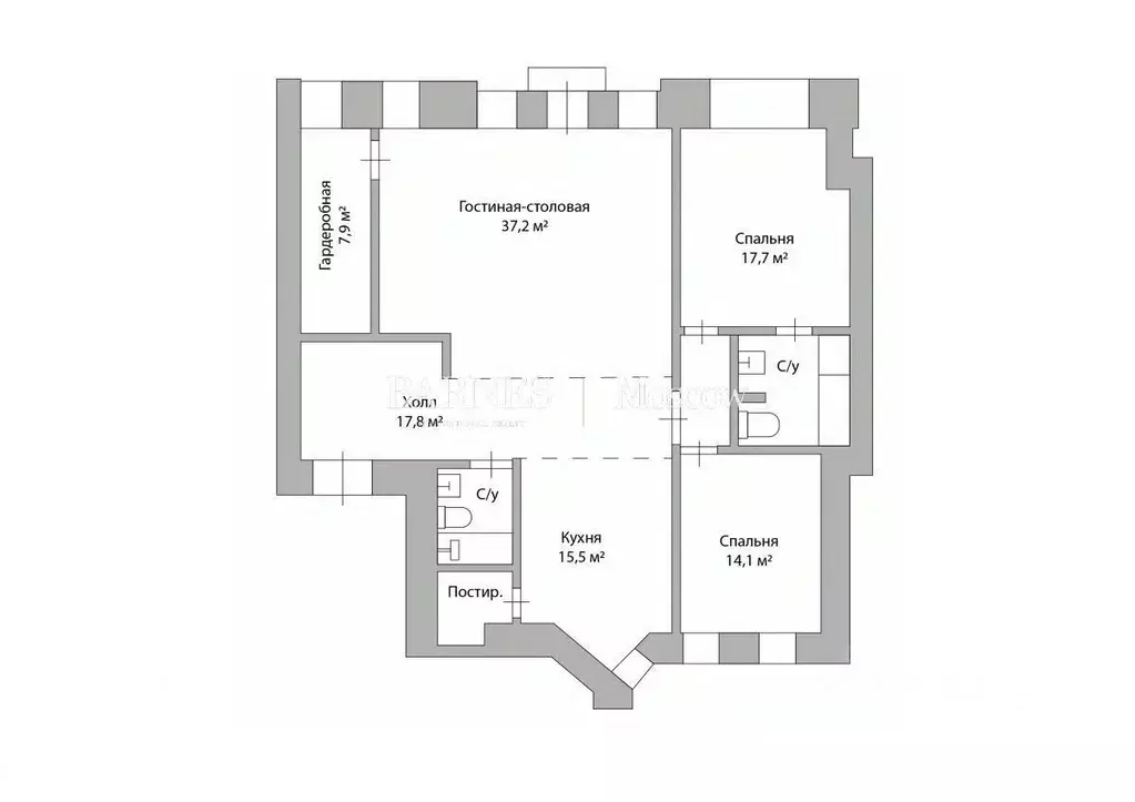 3-к кв. Москва Трехпрудный пер., 11/13С1 (128.0 м) - Фото 2