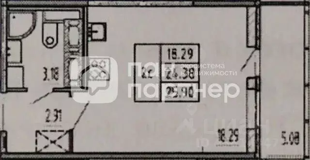 Студия Санкт-Петербург Комендантский просп., 66к5 (25.9 м) - Фото 2