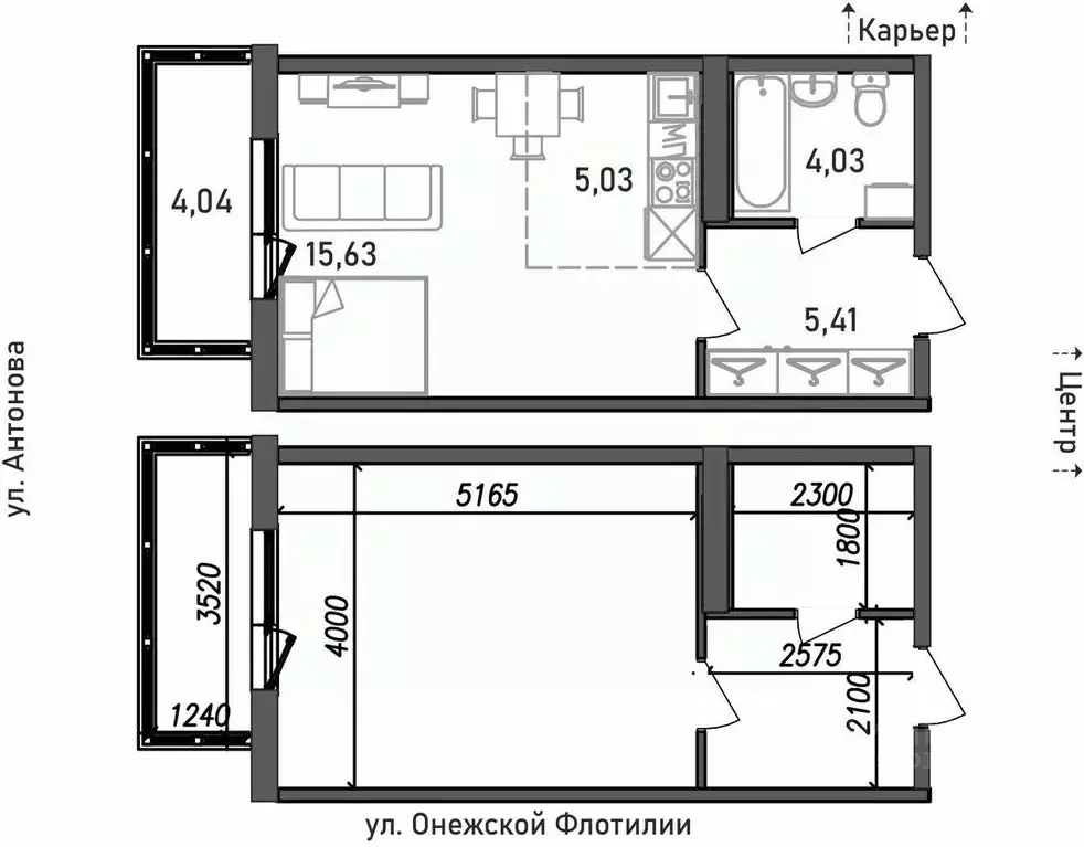 1-к кв. Карелия, Петрозаводск Флотилия жилой комплекс (34.14 м) - Фото 1