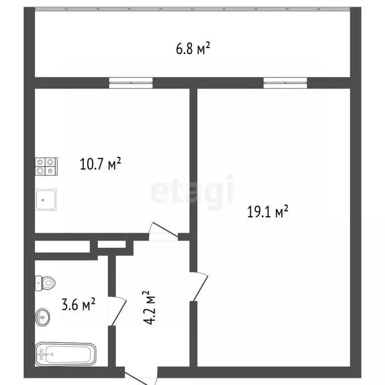 1-к кв. Воронежская область, Новоусманский район, пос. Отрадное ул. ... - Фото 1