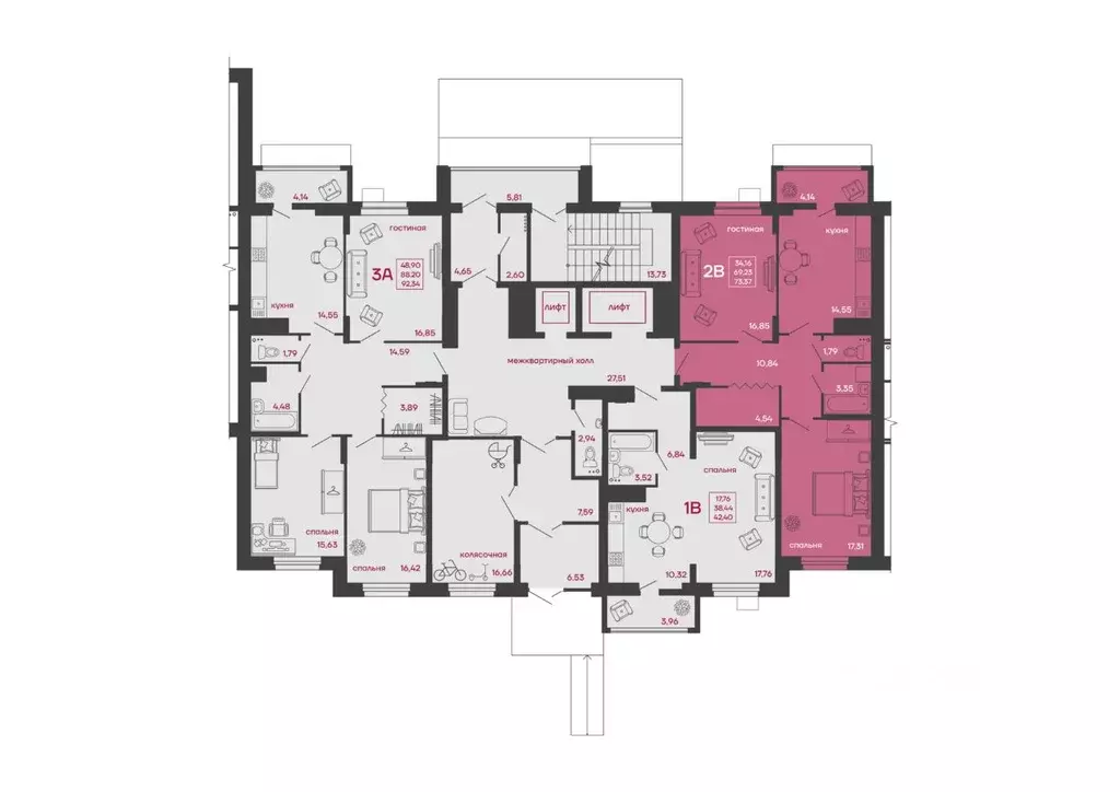 2-к кв. Пензенская область, Пенза ул. Богданова, 34 (73.37 м) - Фото 2
