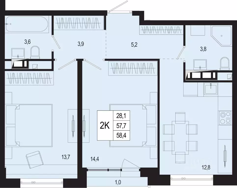 2-к кв. Московская область, Подольск городской округ, д. Борисовка ... - Фото 1