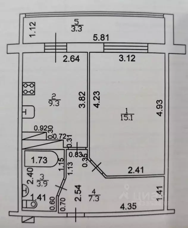 1-к кв. Татарстан, Зеленодольский район, Осиновское с/пос, с. Осиново ... - Фото 2
