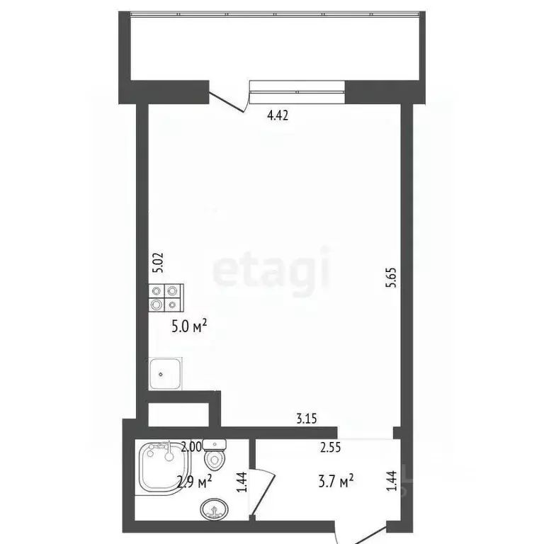 Студия Тюменская область, Тюмень Мелиораторов мкр, ул. Сидора ... - Фото 2