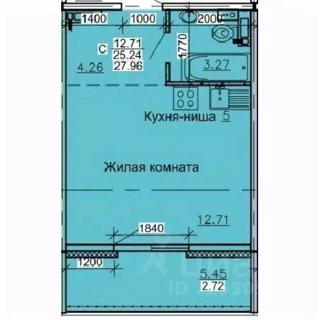 Студия Алтайский край, Барнаул ул. Союза Республик (27.96 м) - Фото 0