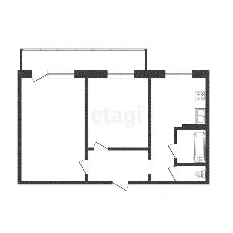 2-к кв. Белгородская область, Белгород ул. Губкина, 34 (42.0 м) - Фото 2