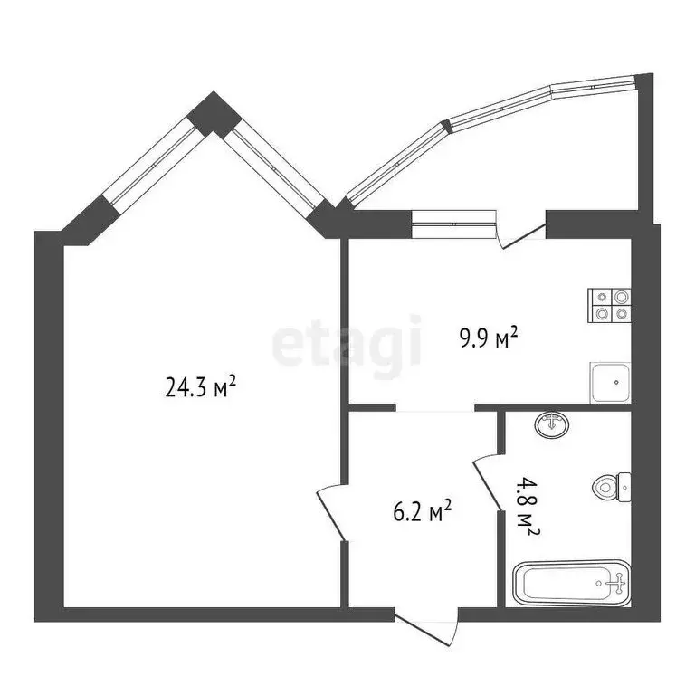 1-комнатная квартира: Обнинск, Заводская улица, 3 (45.3 м) - Фото 0