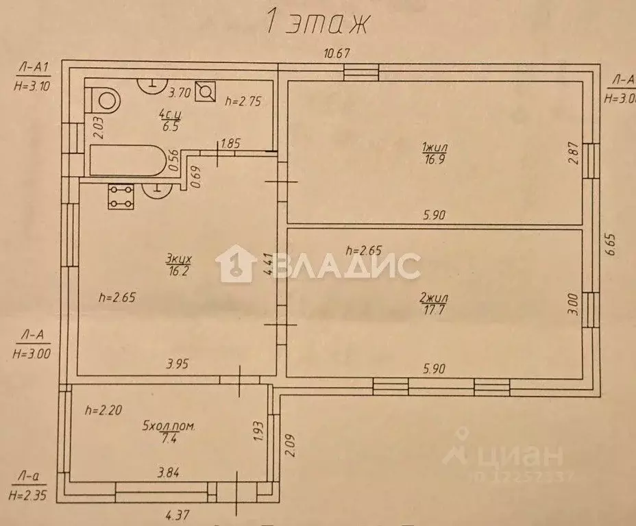 Дом в Смоленская область, Смоленск Комсомольская ул., 31/6 (65 м) - Фото 2