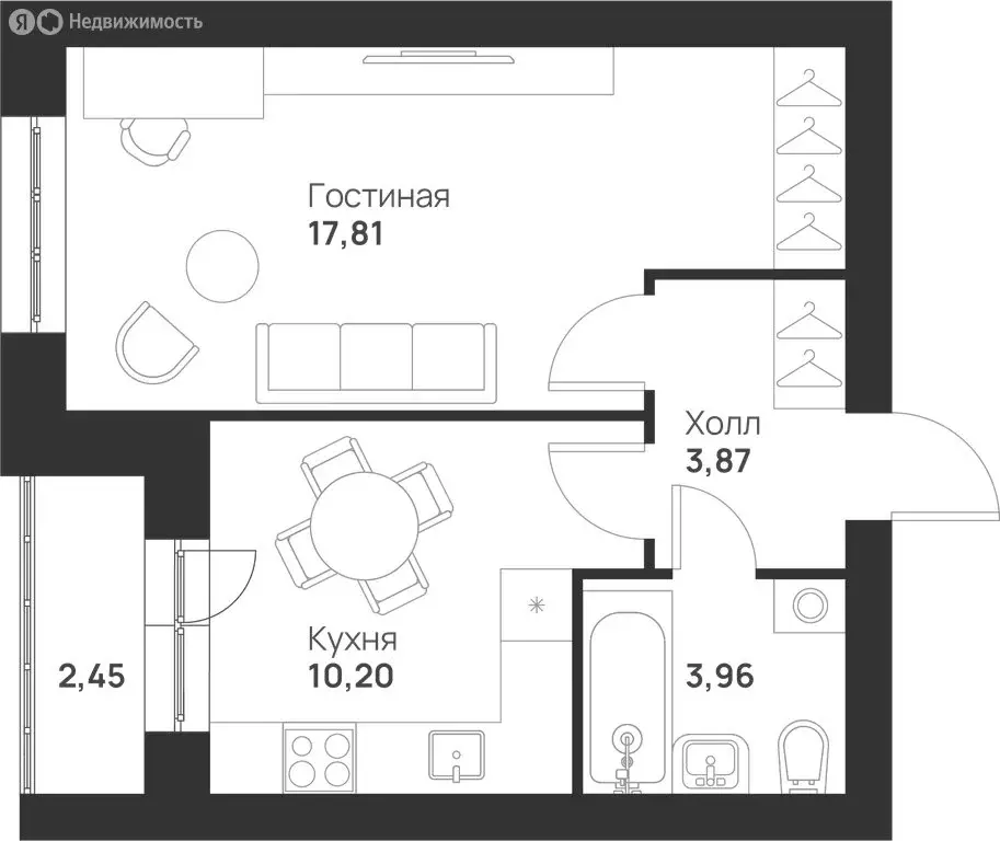 1-комнатная квартира: Тула, улица Героя России Зиничева, 7 (38.29 м) - Фото 1