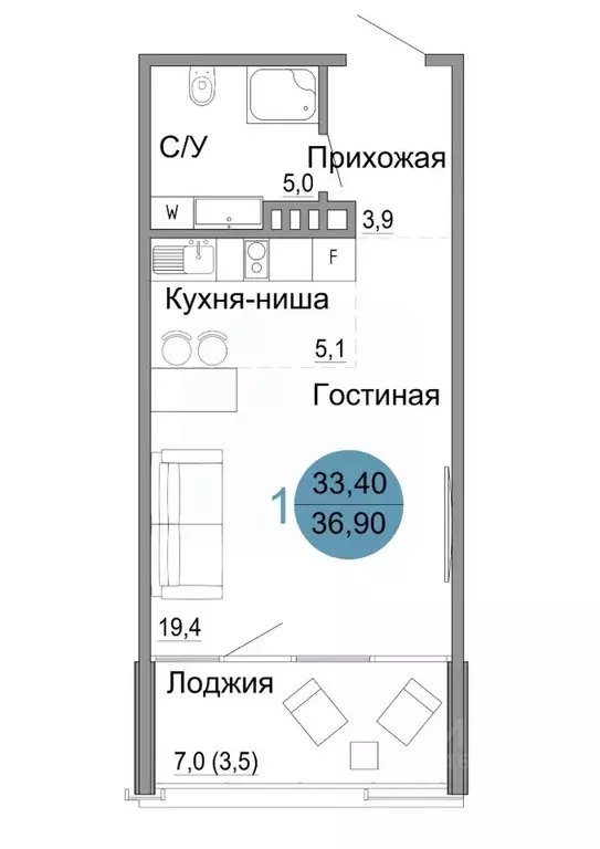 1-к кв. Крым, Керчь Белый город жилой комплекс (36.9 м) - Фото 0