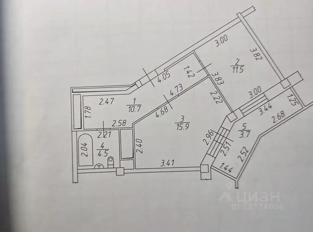 1-к кв. Татарстан, Набережные Челны ул. Академика Королева, 20Г (42.6 ... - Фото 1