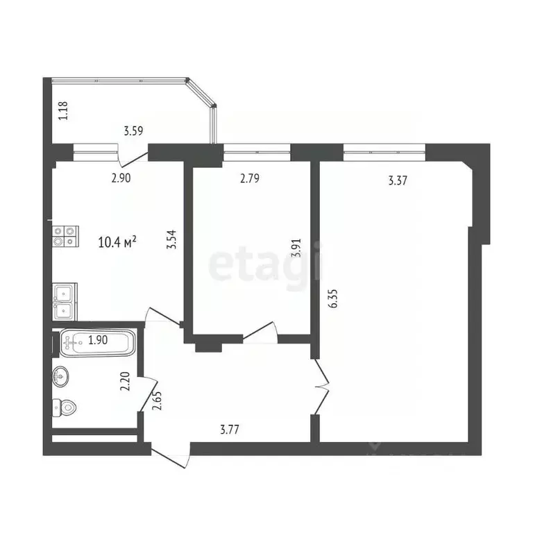 2-к кв. Тюменская область, Тюмень Депутатская ул., 112 (55.1 м) - Фото 1